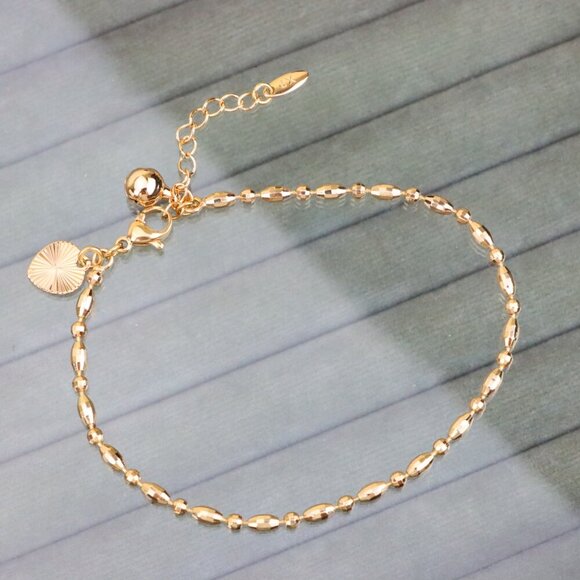 "Beaded Rose Gold Anklet with Shine Charm, XPAL1166 - Picture 1 of 12